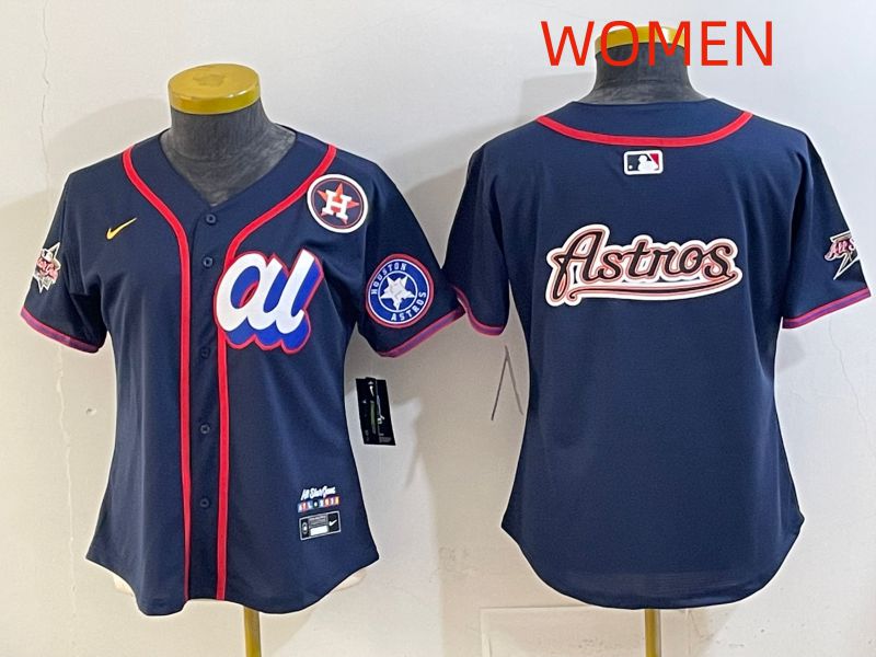 Women 2025 Houston Astros Blank Drak Blue All star Nike MLB Jersey style 08->women mlb jersey->Women Jersey